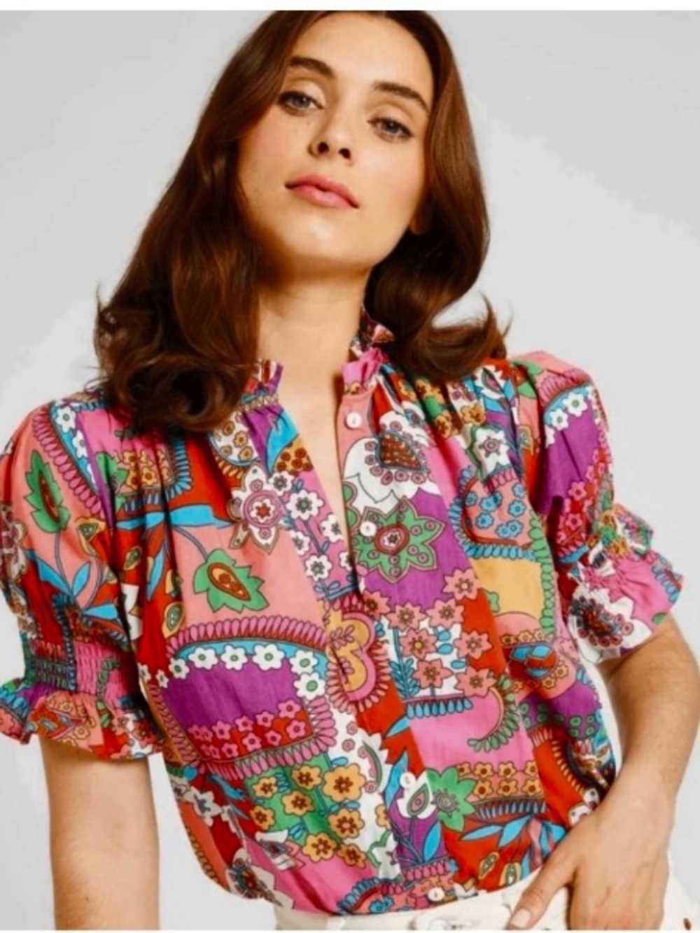 MILLE Marnie Shangri-La Floral Cotton Blouse XS